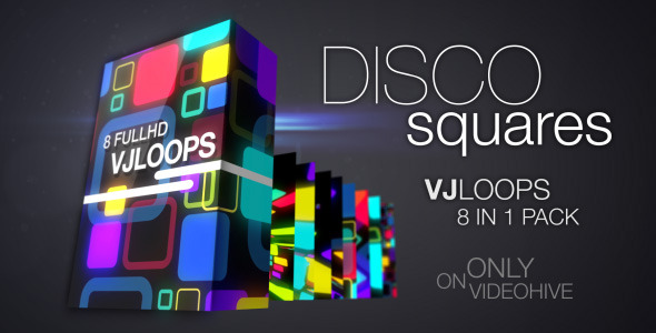 Leuchtende Disco-Quadrate VJLoops Pack