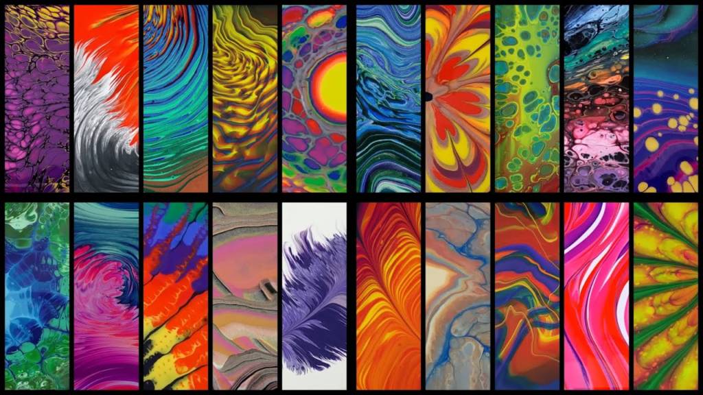 20 verschiedene Acrylgießtechniken und -variationen - Abstrakte Fluidkunst + Musik