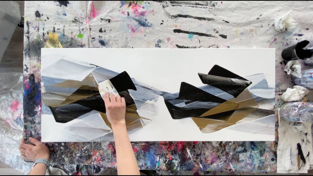 Abstrakte Acrylmaltechniken mit einem Katalysatorkeil
