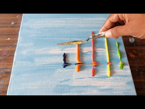 Abstrakte Landschaftsmalerei Demo / Sehr einfache Technik für Anfänger / Tägliche Kunsttherapie / Tag #0230