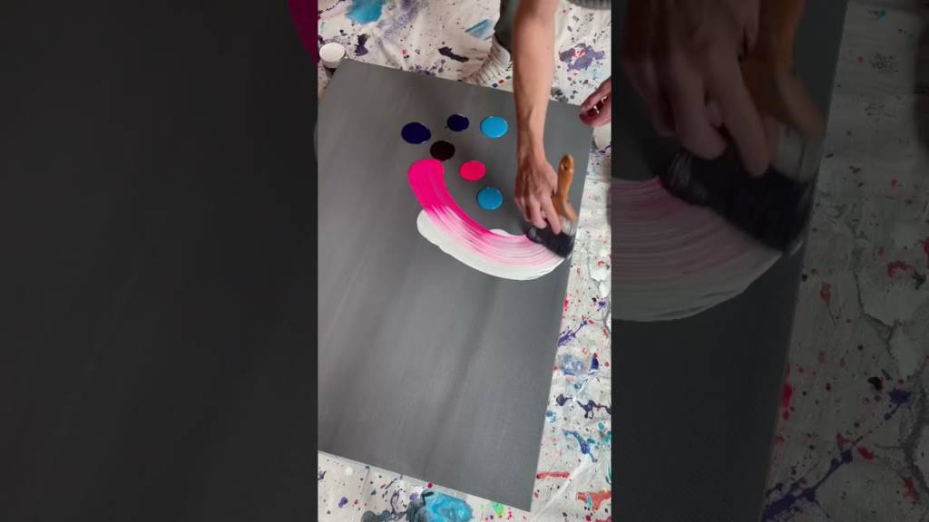 Abstrakte Malerei lernen | Moderne Kunst Acrylfarbe auf Leinwand | Push Paint Art Artist in Ausbildung