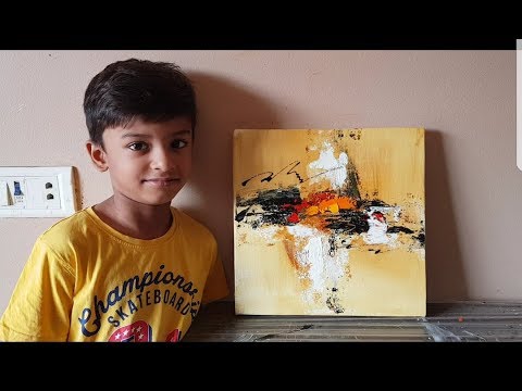 Abstraktes Gemälde von 6-jährigem Kind / Kleinster abstrakter Künstler / Aarav Patel / Acryl / Demo