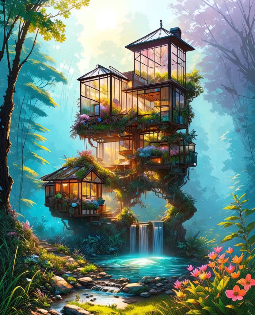 Modern Jungle Treehouse #aiart