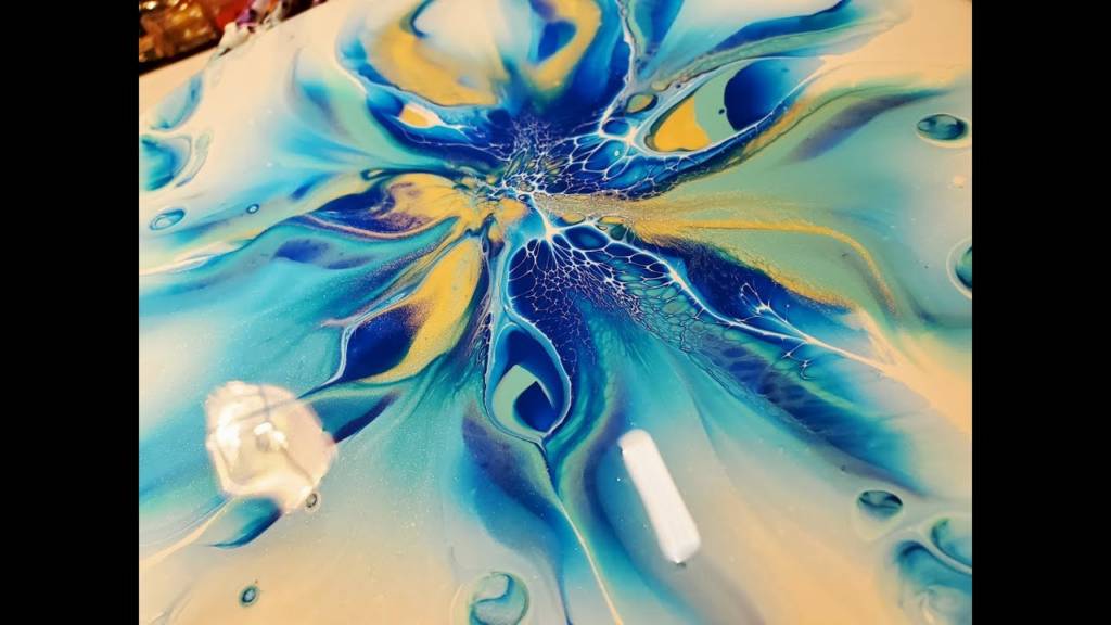 (185) VERKAUFT!!! Acrylic Pouring: Stretching Blooms Technique zeitgenössische Kunst