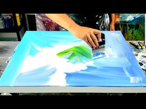 Simple Abstract Painting / Combining Techniques in Fluid Art / Acrylic Pouring / Balloon Smash