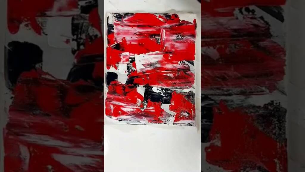 Stage 2 Abstract Art Black, Red & White - Acrylic Painting using Masking Tape #shorts #tiktok