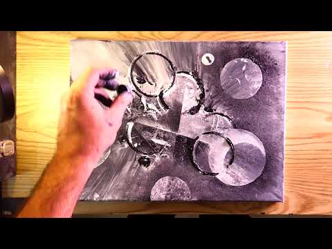 Black & White Circles Abstract Painting In Acrylics | Painting Techniques | Art Demonstration