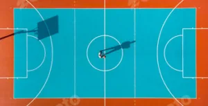 Basketball Player, Long Shadows on Basketball Court, Creative Vi