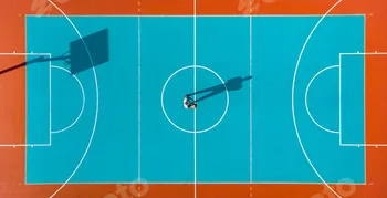 Basketball Player, Long Shadows on Basketball Court, Creative Vi