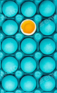 Be yourself creative visual art concept with painted eggs