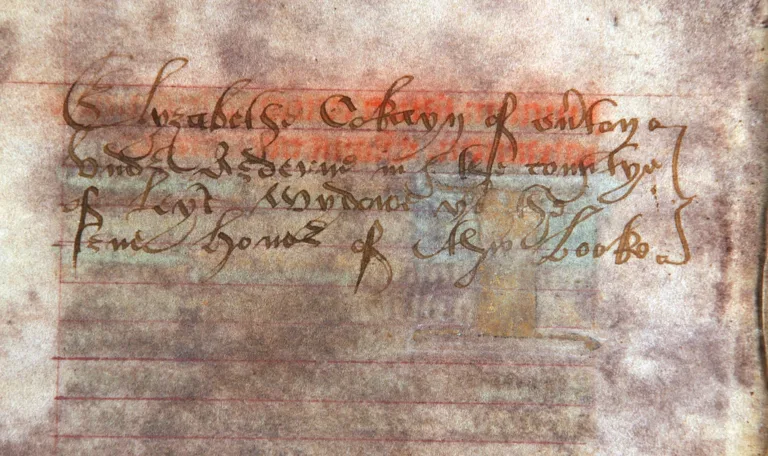 Book of Hours, Latin. England (London), ca. 1410 (ff. 2–9 only), Flanders, ca. 1470, with adaptations done in England; ownership inscription of Elizabeth Cockayne (f.125v)
