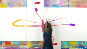Intuitive Abstract Art Painting Demo With Masking Tape and Acrylic Paint | Horna