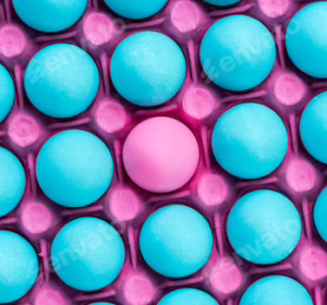 Pink egg in many blue eggs,visual art pattern