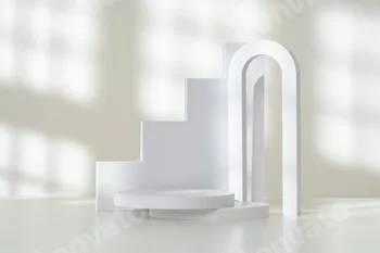 Modern Minimalist White Sculpture Displayed on Soft Draped Fabric in Natural Light