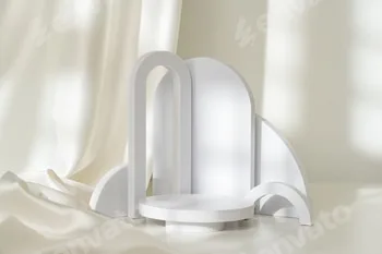 Modern Minimalist White Sculpture Displayed on Soft Draped Fabric in Natural Light 52 Modern Minimalist White Sculpture Displayed on Soft Draped Fabric in Natural Light