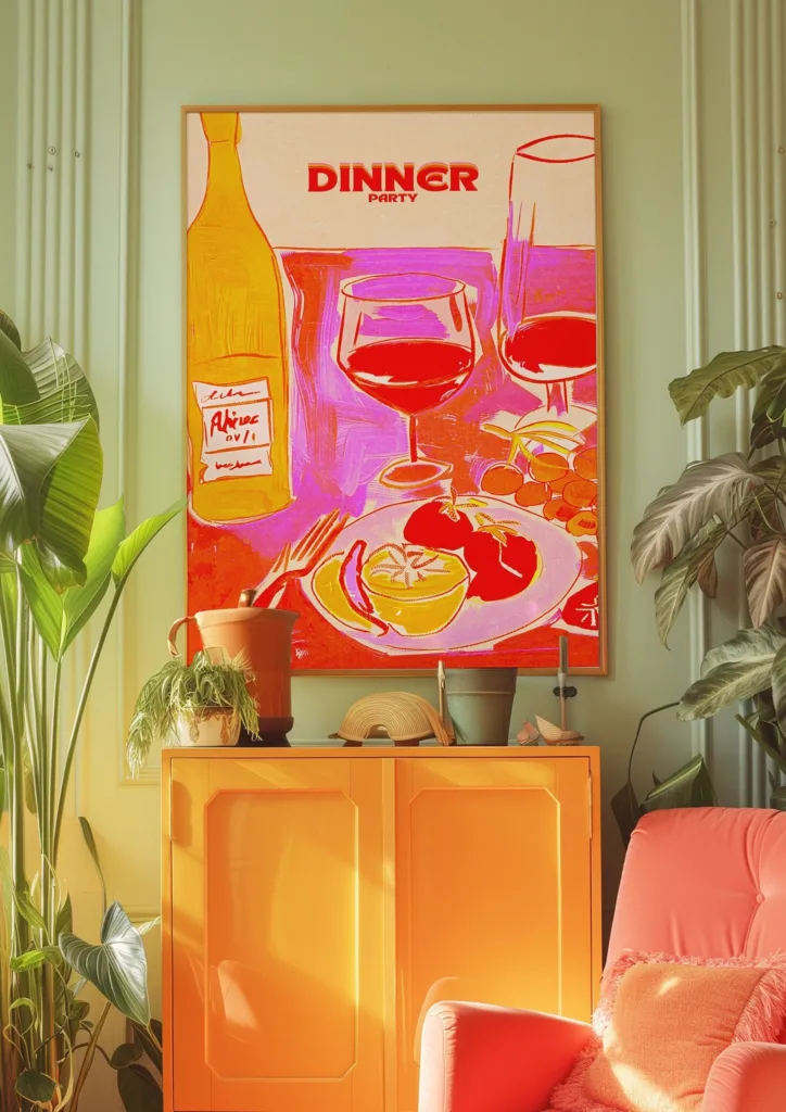 Red Dinner Party Poster: Psychedelic Kitchen Wall Art (digital Download) - Etsy 31 57aafdadc89526e42d7f96d8390ae10a