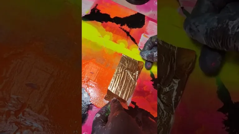 Bright Neon Paint and Gold Leaf Modern Art Retro 90s Color Maximalist Expressionism