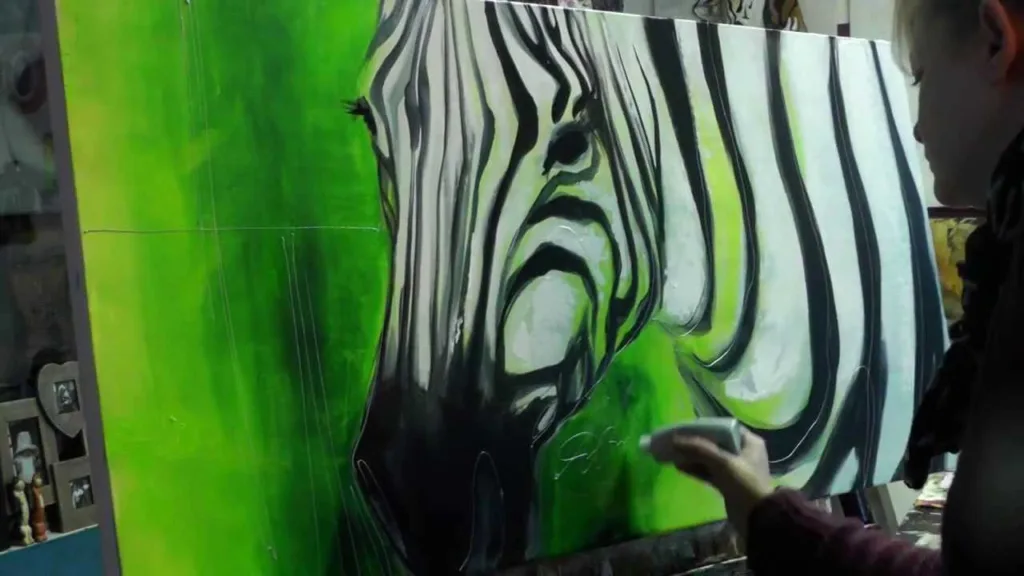 🦓Grünes Zebra mit Acryl/ Speed painting/Grün