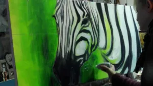 🦓Grünes Zebra mit Acryl/ Speed painting/Grün