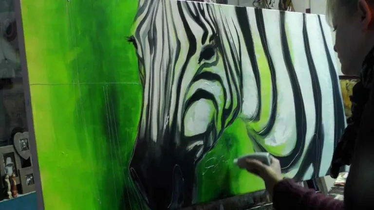 🦓Grünes Zebra mit Acryl/ Speed painting/Grün