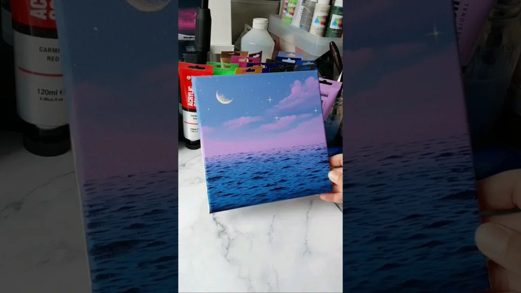 Purple clouds seascape painting idea / easy acrylic painting for beginners ✨️