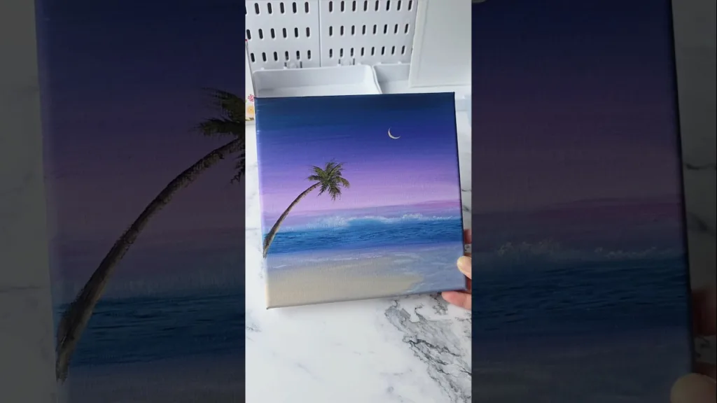 Purple sky seascape painting on canvas / acrylic painting ideas for beginners ✨️ 💜 78 Purple sky seascape painting on canvas / acrylic painting ideas for beginners ✨️ 💜