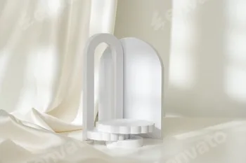 Modern Minimalist White Sculpture Displayed on Soft Draped Fabric in Natural Light 12 Modern Minimalist White Sculpture Displayed on Soft Draped Fabric in Natural Light