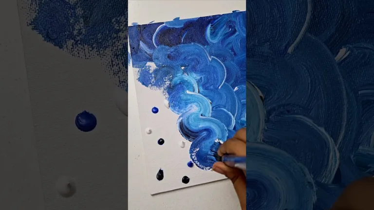 Easy Canvas Painting Ideas 🐟🫧🩵 Abstract Painting #shorts #art