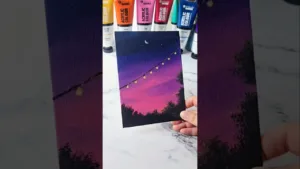Easy way to paint a pink sky / acrylic painting ideas for beginners ✨️