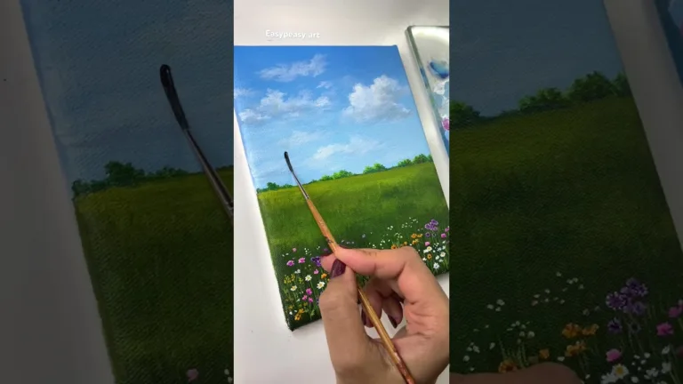 Flower field painting/ easy acrylic painting for beginners