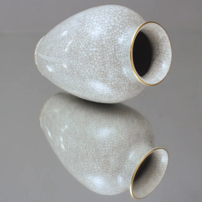 Rosenthal: Vase mit Craquelee Dekor in grau 1 Rosenthal: Vase mit Craquelee Dekor in grau