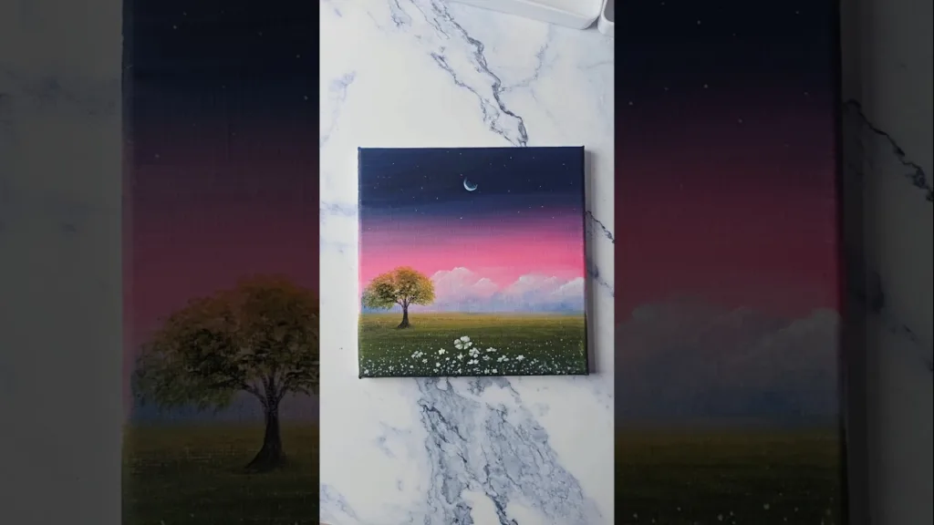 beautiful acrylic painting idea🩷✨️ #artshorts #art #paintingideas #landscapepainting #acrylicscenery