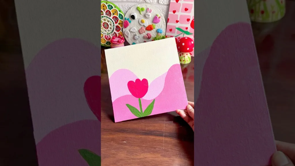 Easy Acrylic Canvas Painting 🧿🩷 #shorts #youtubepartner #creativeart #satisfying #canvaspainting