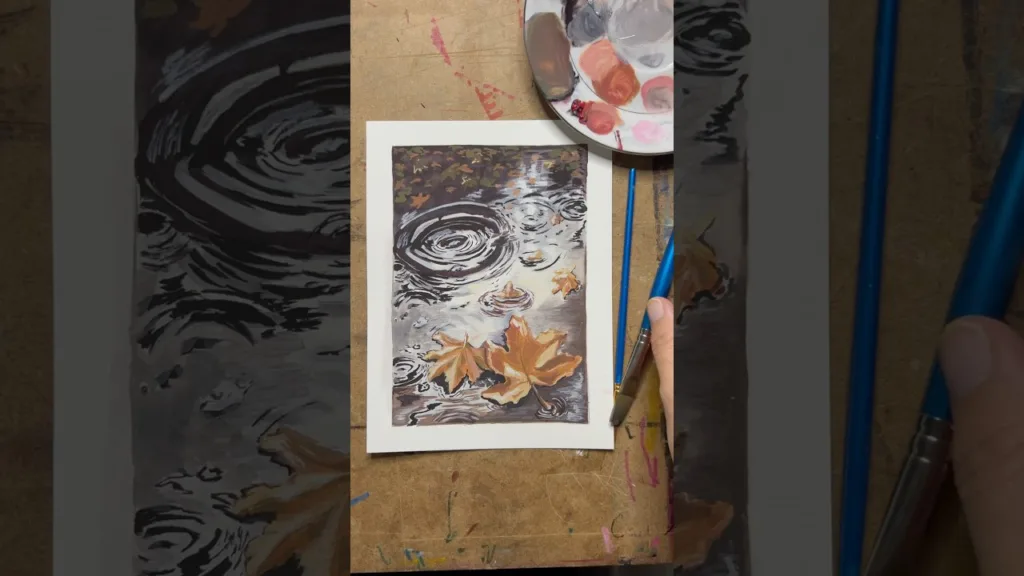 Fall paintings are starting 🍂🍁 #gouachepainting #gouache #paintingstyles #paintingprocess