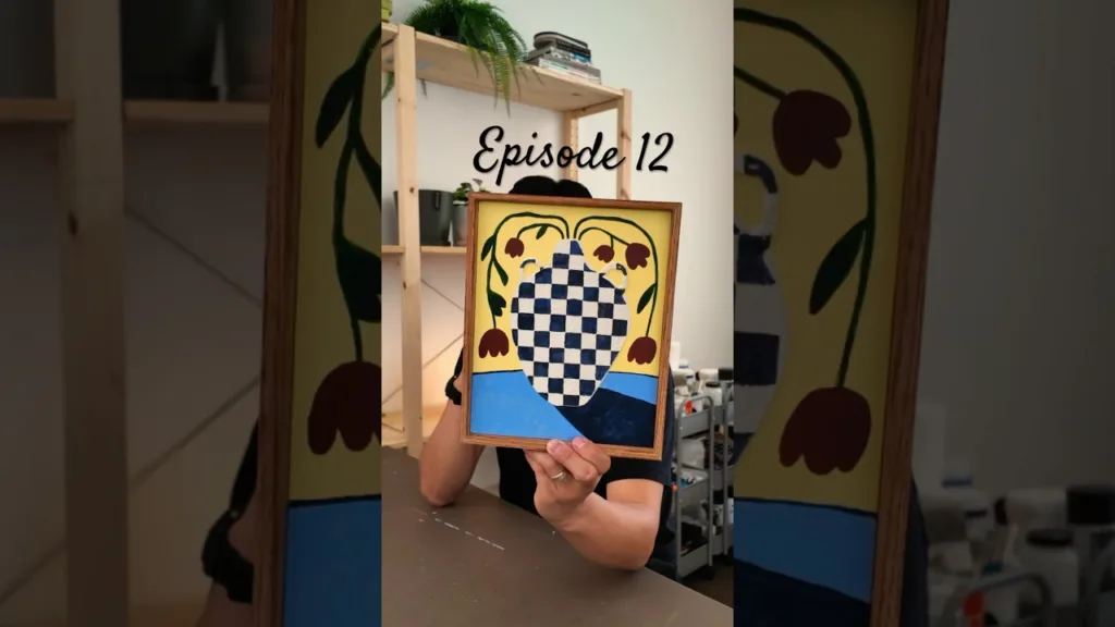 Day 12 of 30 - Mid-Century Modern Art 🏺 Flower Vase Painting