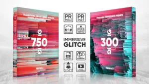 Glitch Transitions, Presets, Titles, Logos, Assets, Sound FX Pack