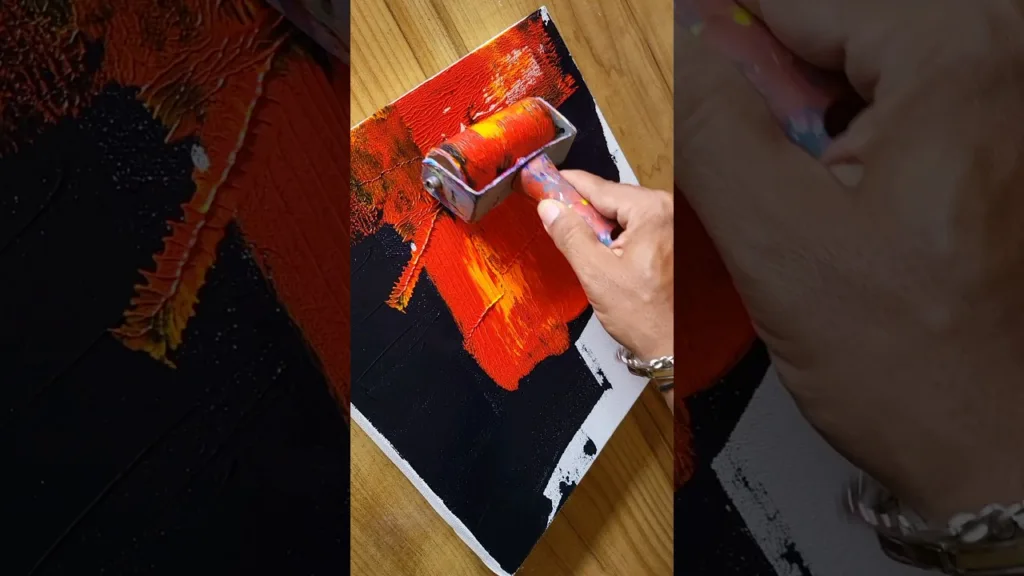 Textured Abstract Painting Using Roller #easyart #art #diy