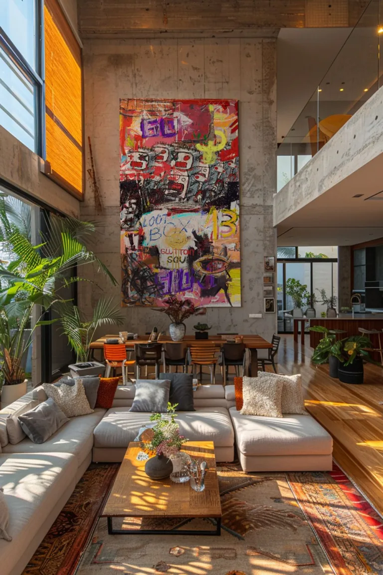 A stunning piece by Diego Tirigall, a Neo-Expressionist, in a collector’s eclectic space. 4 b03df497154f8620c7bb1b6aa0786c51