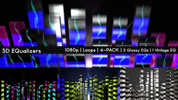 3D Equalizers 4-Pack HD Animations