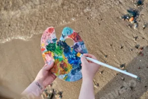 Creative expression by seashore