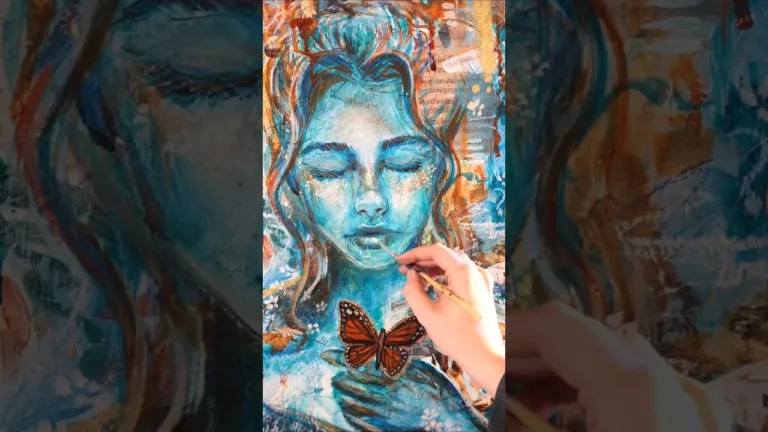 Watch this expressive abstract become a surreal portrait ✨️🖌 #artshorts #painting #mixedmedia 1 Watch this expressive abstract become a surreal portrait ✨️🖌 #artshorts #painting #mixedmedia