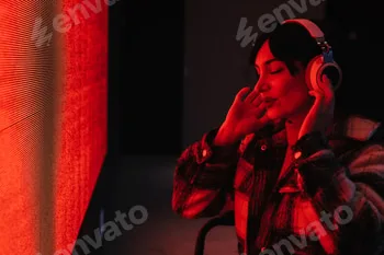 Woman in Wheelchair Enthralled by Vibrant Light Display 10 Woman in Wheelchair Enthralled by Vibrant Light Display