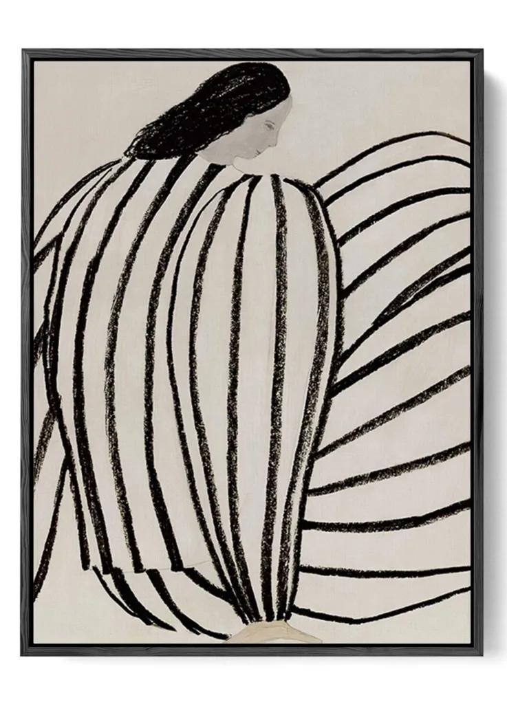 Monochrome Elegance - Abstract Striped Woman Canvas Print - 30x40 cm / 12x16″ 52 f7ce8d19c4103454e942b8f49f96e260