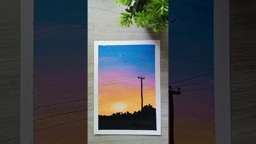 Aesthetic Evening Scenery🎨/ #art #shorts #painting #trending #artshorts