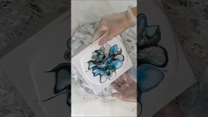 Beautiful Teal Bloom - Acrylic Pouring