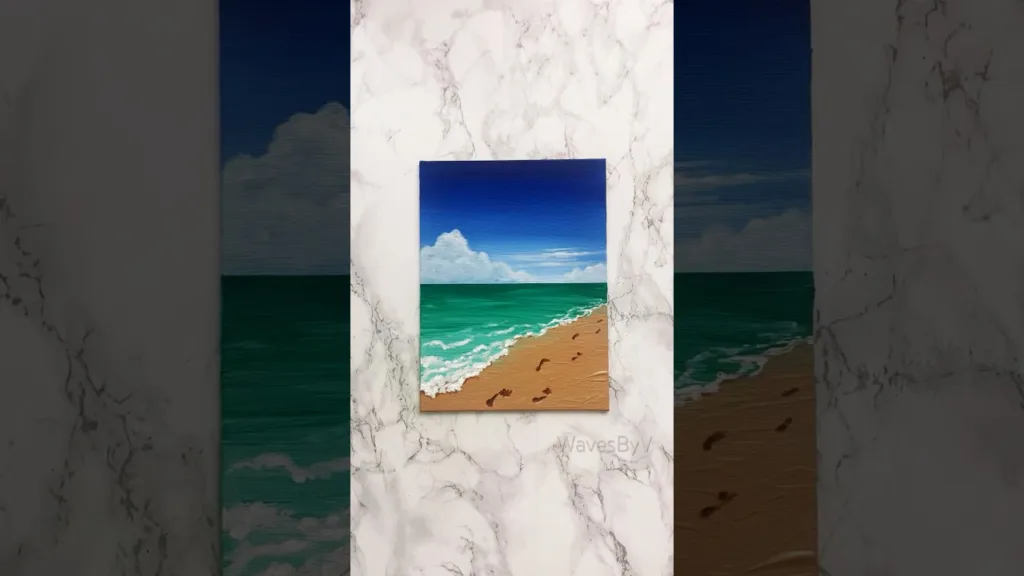 “By the Shore” Easy painting idea for beginners #paintingtutorial #art #seascape #beach