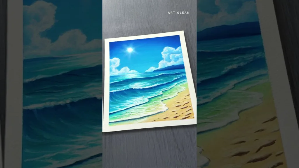 Easy Sea Beach Pastel Drawing #shortsfeed #shorts
