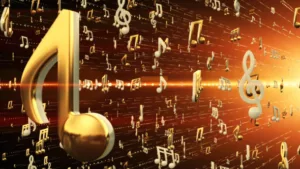 Golden Musical Notes Background