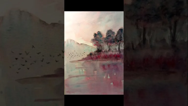 Using Granulating watercolor Loose Autumn Reflection painting|Speed painting|#granulatingwatercolor