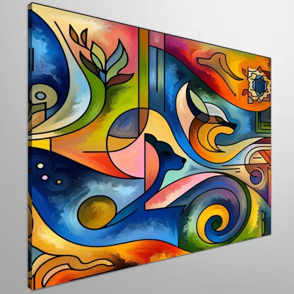 Abstract dieren schilderij | Fabelachtige fauna: Poëtische expressie van abstract dierenrijk | Kunst - 20x20 centimeter op Canvas | Foto op Canvas 29 31f216b3f52764c33a0580b822e8916e